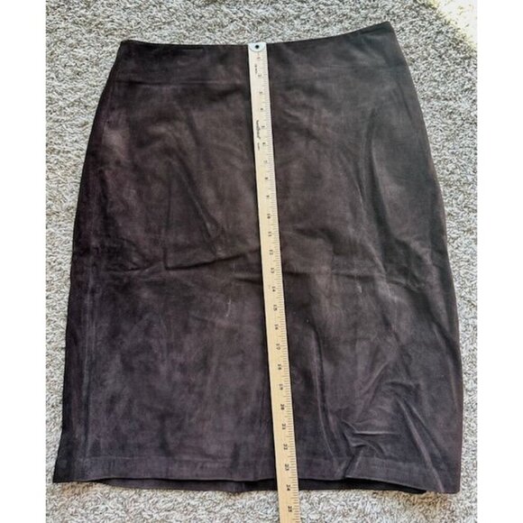 Gap Women Brown Genuine Leather Dark Academia -Western Pencil Skirt Zip Size 10 - Picture 8 of 8